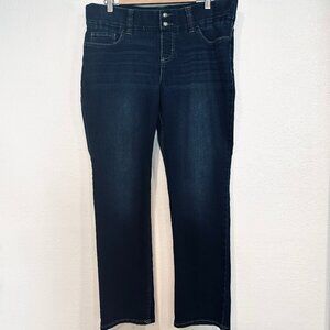 Lee Riders Pull On Jeans Straight Leg Dark Wash Stretch W39xL30.5 EUC Womens 16